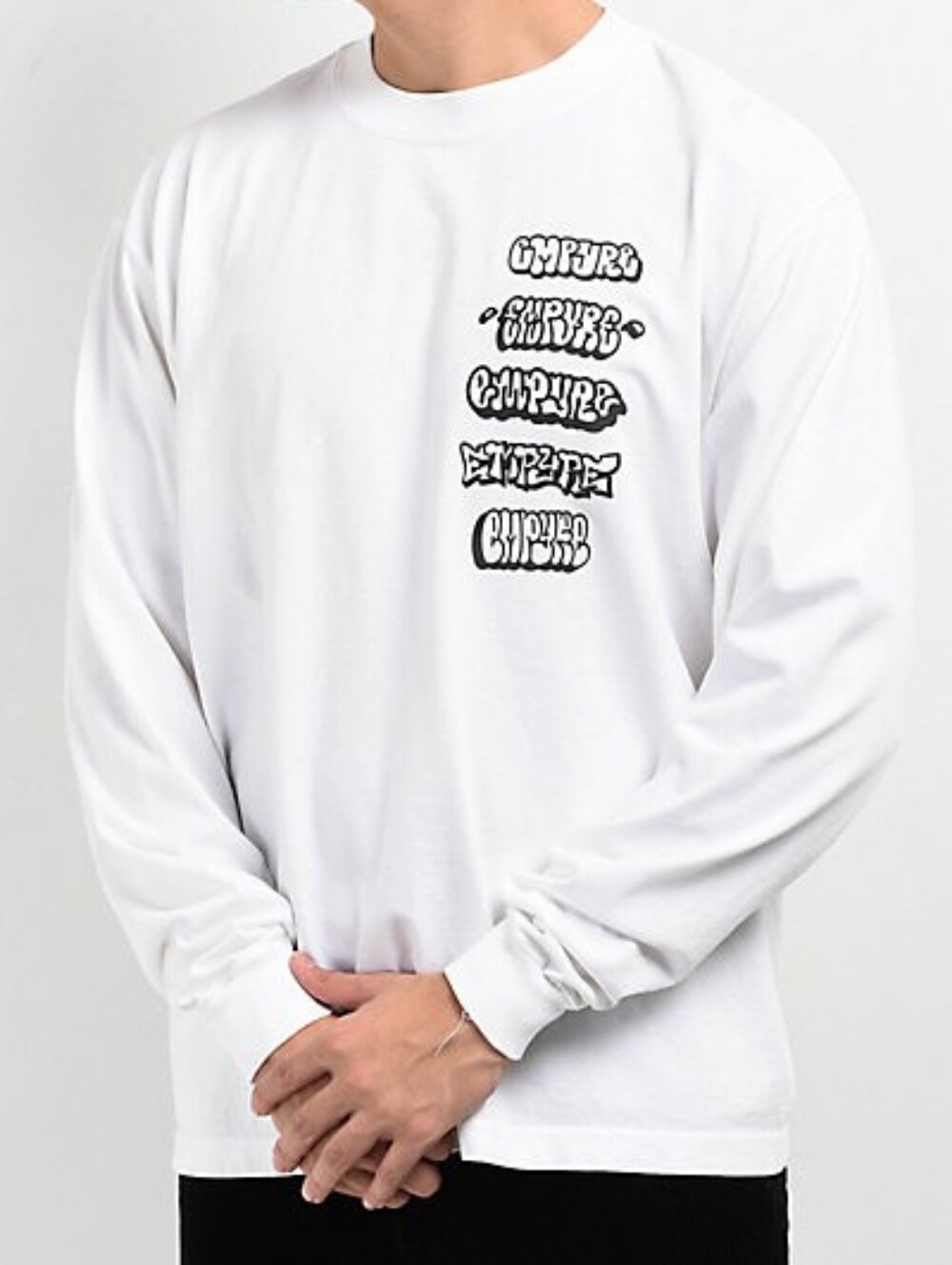 Empyre Stacked Graffiti Logo Long Sleeve T-Shirt Men's Large White Puff Print
